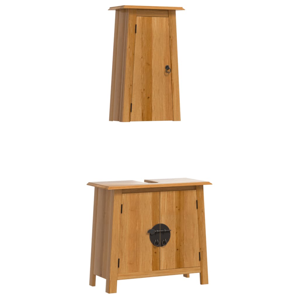 Set Mobili da Bagno 2 pz in Legno Massello di Pino - homemem39