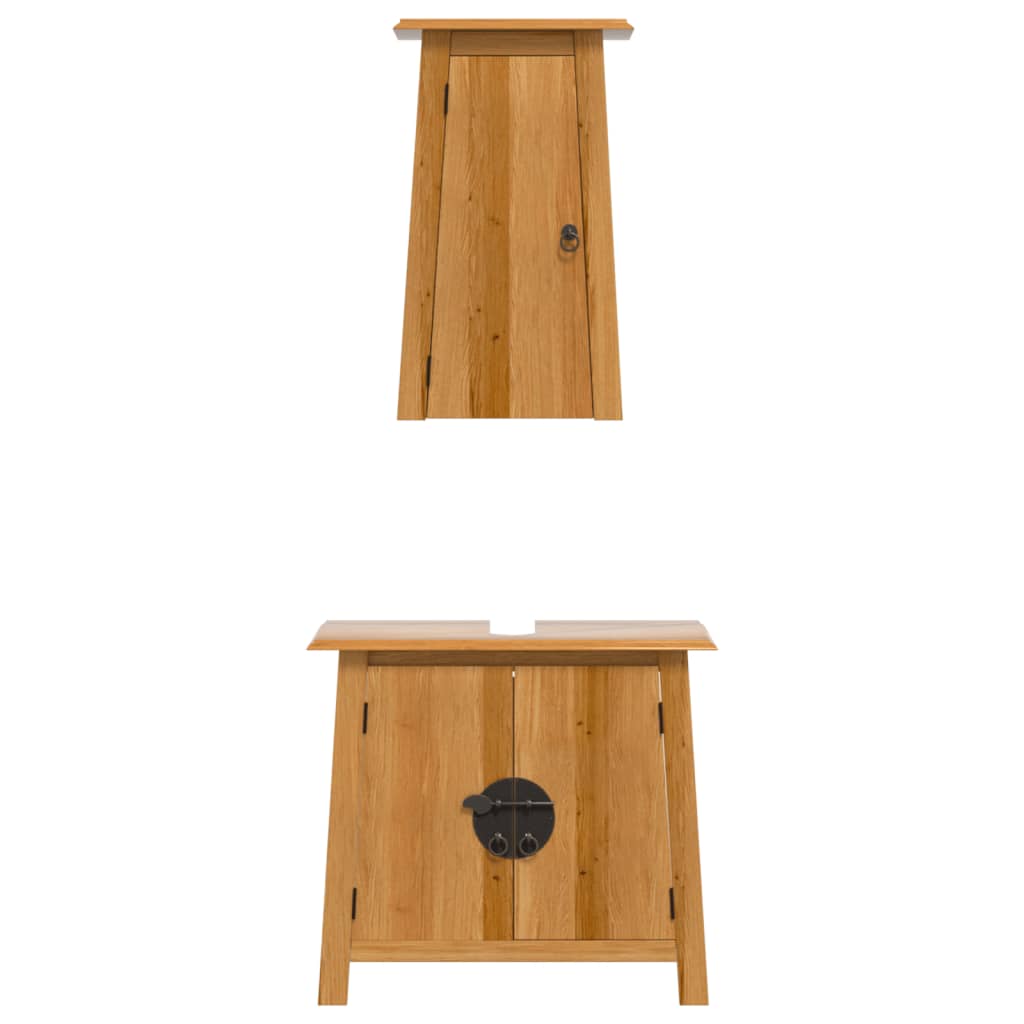 Set Mobili da Bagno 2 pz in Legno Massello di Pino - homemem39