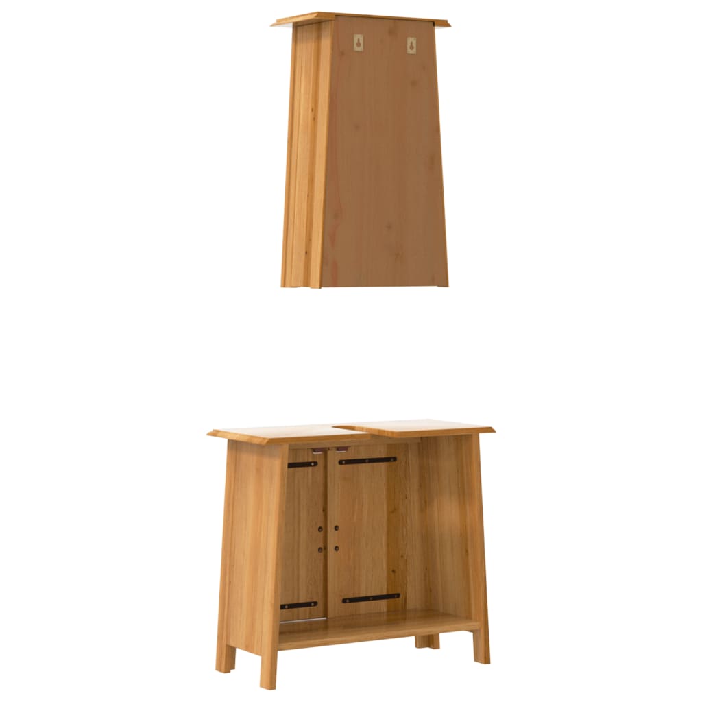 Set Mobili da Bagno 2 pz in Legno Massello di Pino - homemem39