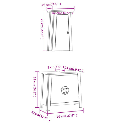 Set Mobili da Bagno 2 pz in Legno Massello di Pino - homemem39