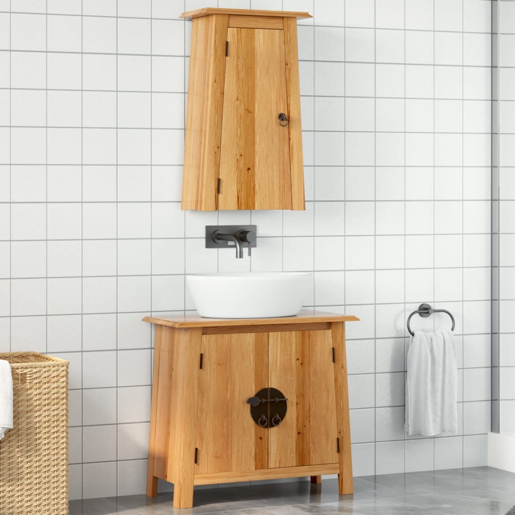 Set Mobili da Bagno 2 pz in Legno Massello di Pino - homemem39