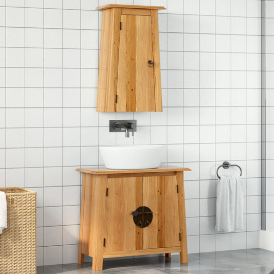 Set Mobili da Bagno 2 pz in Legno Massello di Pino - homemem39