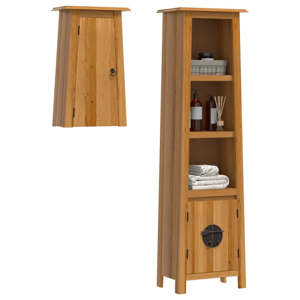 Set Mobili da Bagno 2 pz in Legno Massello di Pino - homemem39