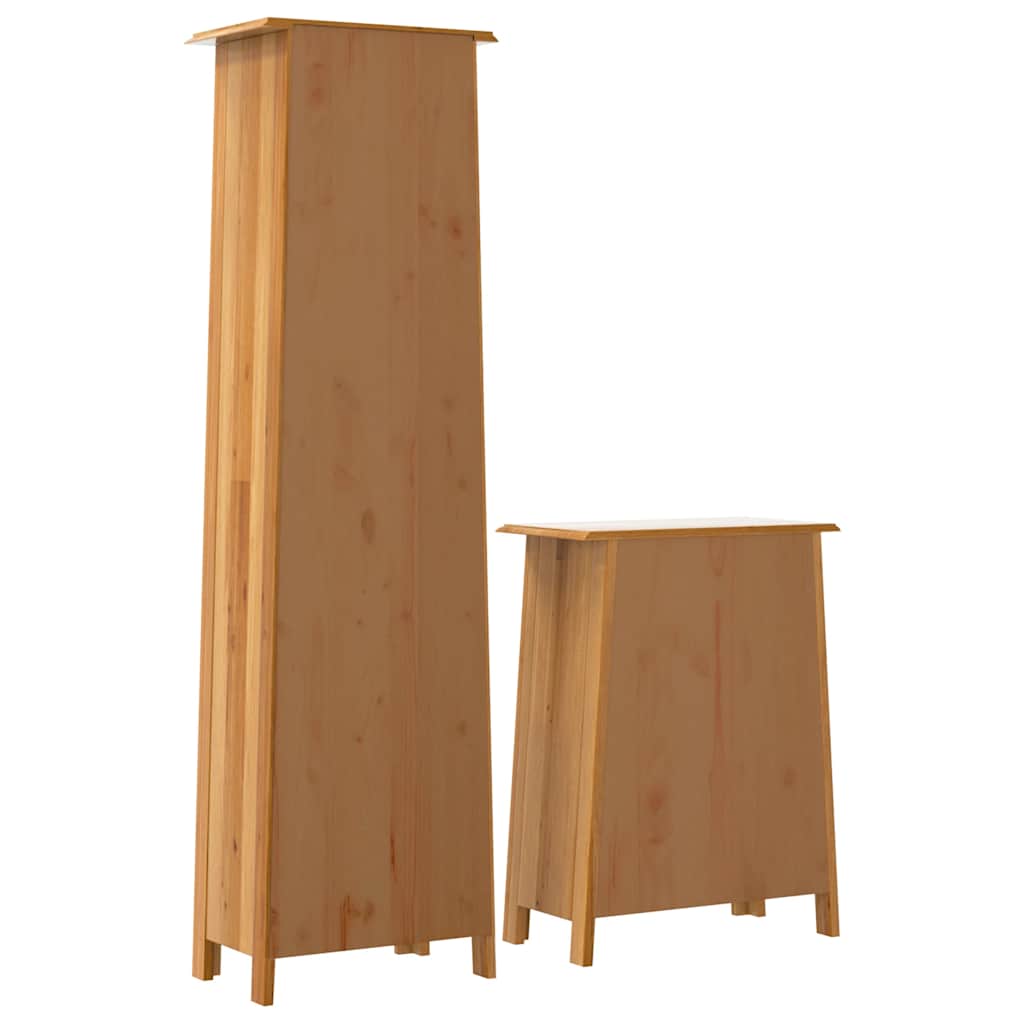 Set Mobili da Bagno 2 pz in Legno Massello di Pino | homemem39