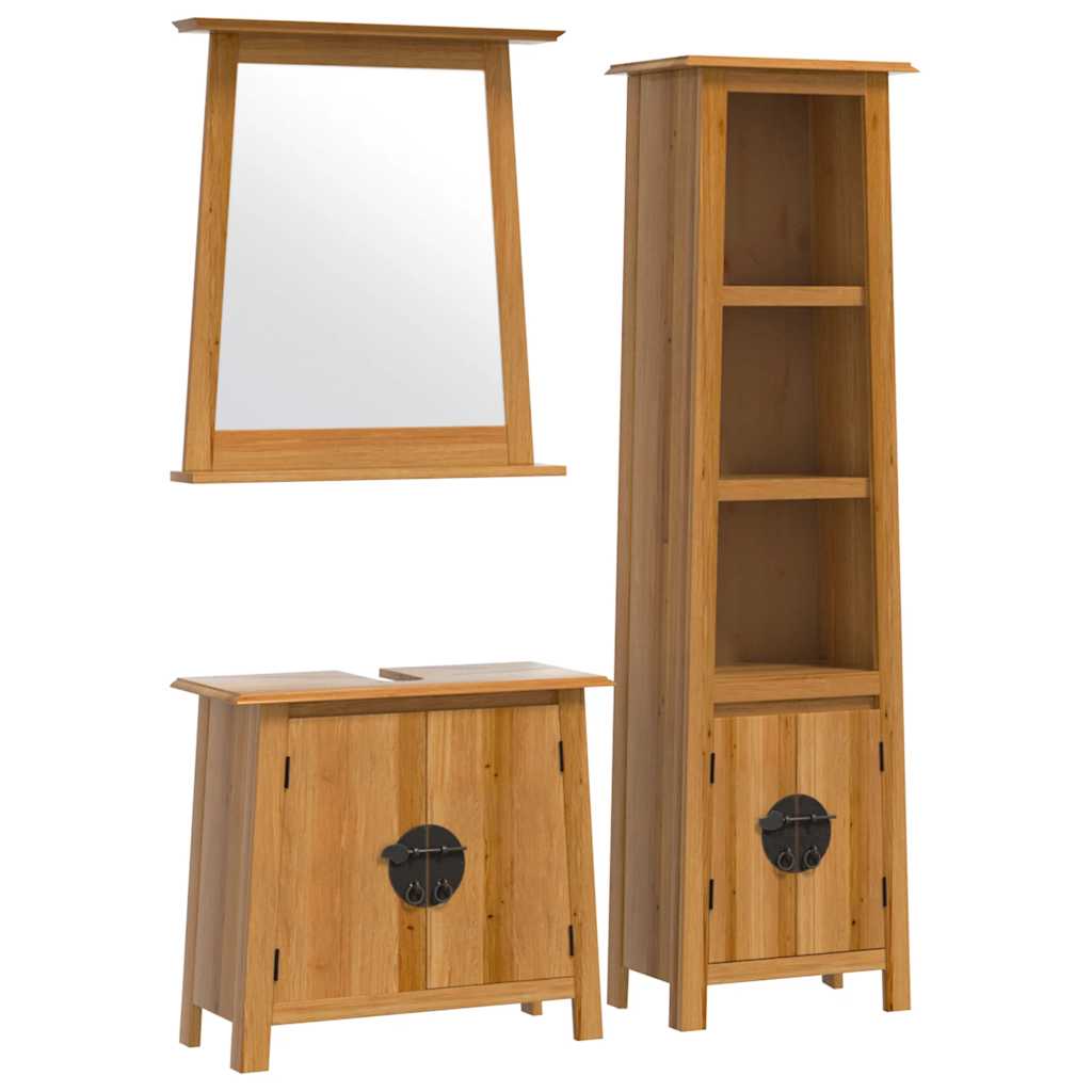 Set Mobili da Bagno 3 pz in Legno Massello di Pino | homemem39