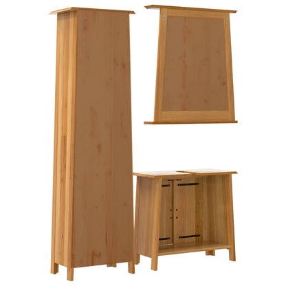 Set Mobili da Bagno 3 pz in Legno Massello di Pino | homemem39
