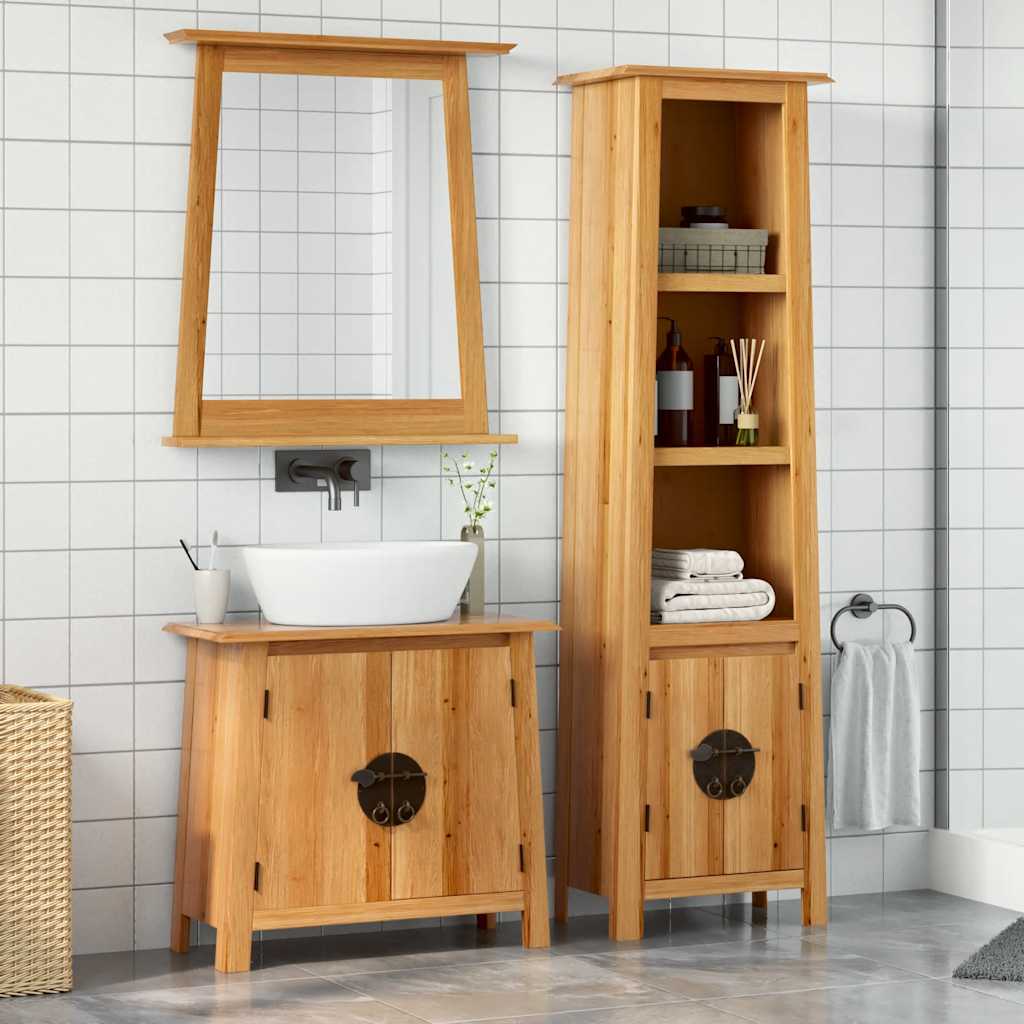 Set Mobili da Bagno 3 pz in Legno Massello di Pino | homemem39