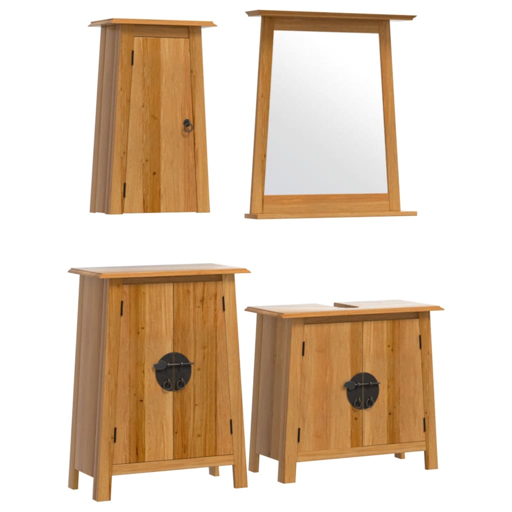 Set Mobili da Bagno 4 pz in Legno Massello di Pino | homemem39