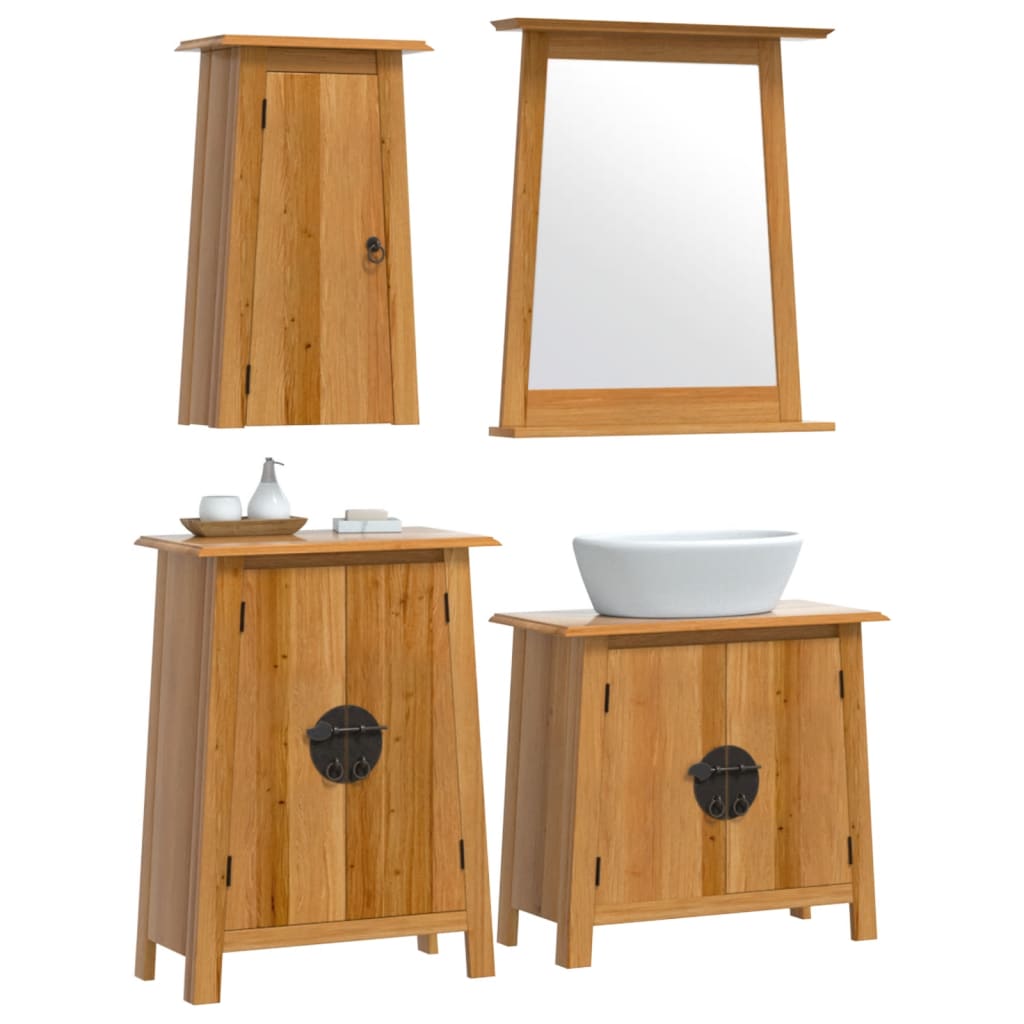 Set Mobili da Bagno 4 pz in Legno Massello di Pino | homemem39