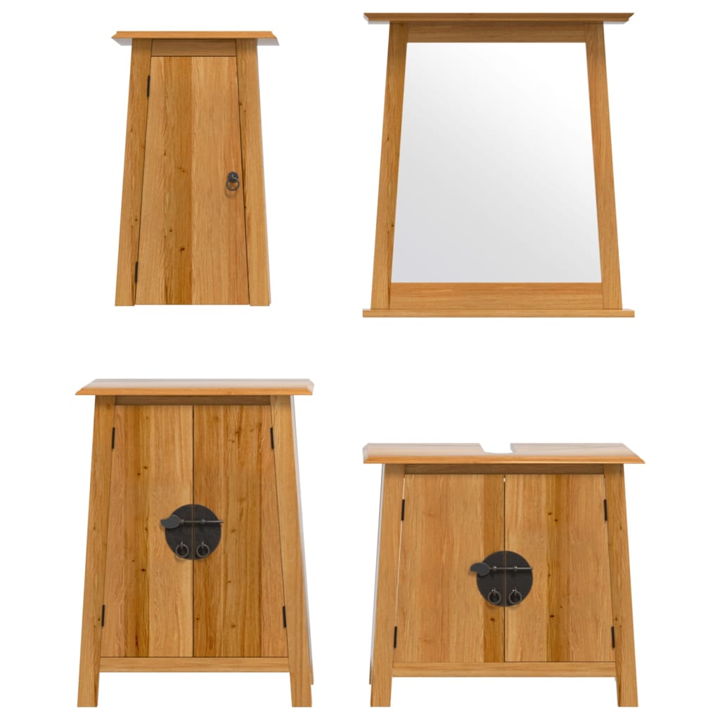 Set Mobili da Bagno 4 pz in Legno Massello di Pino | homemem39