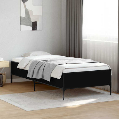 Giroletto Nero 90x200 cm in Legno Multistrato e Metallo