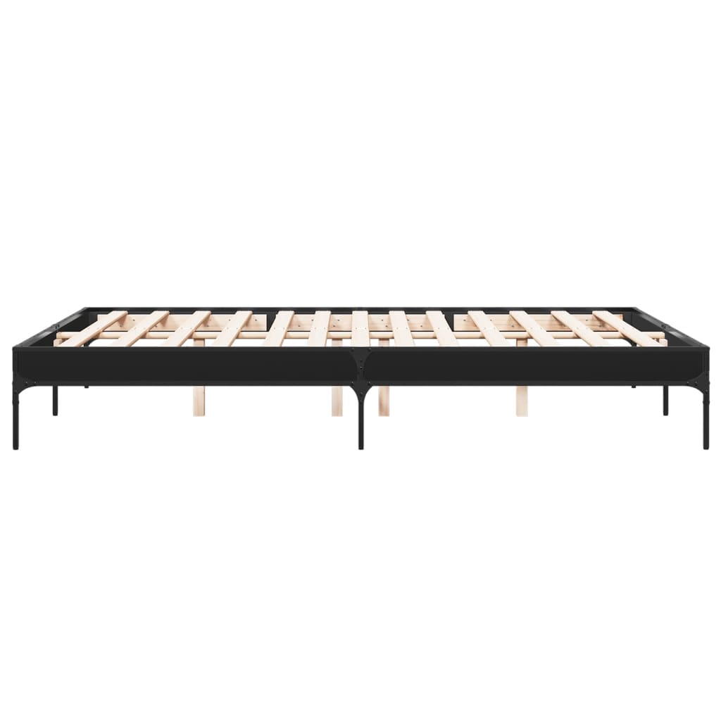 Giroletto Nero 140x200 cm in Legno Multistrato e Metallo