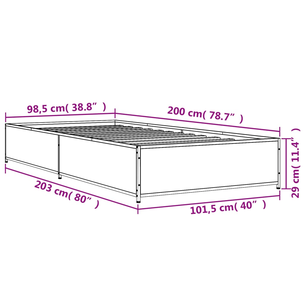 Giroletto Grigio Sonoma 100x200 cm Legno Multistrato e Metallo