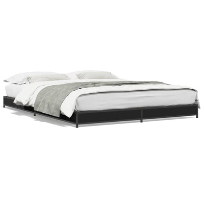 Giroletto Nero 135x190 cm in Legno Multistrato e Metallo | homemem39