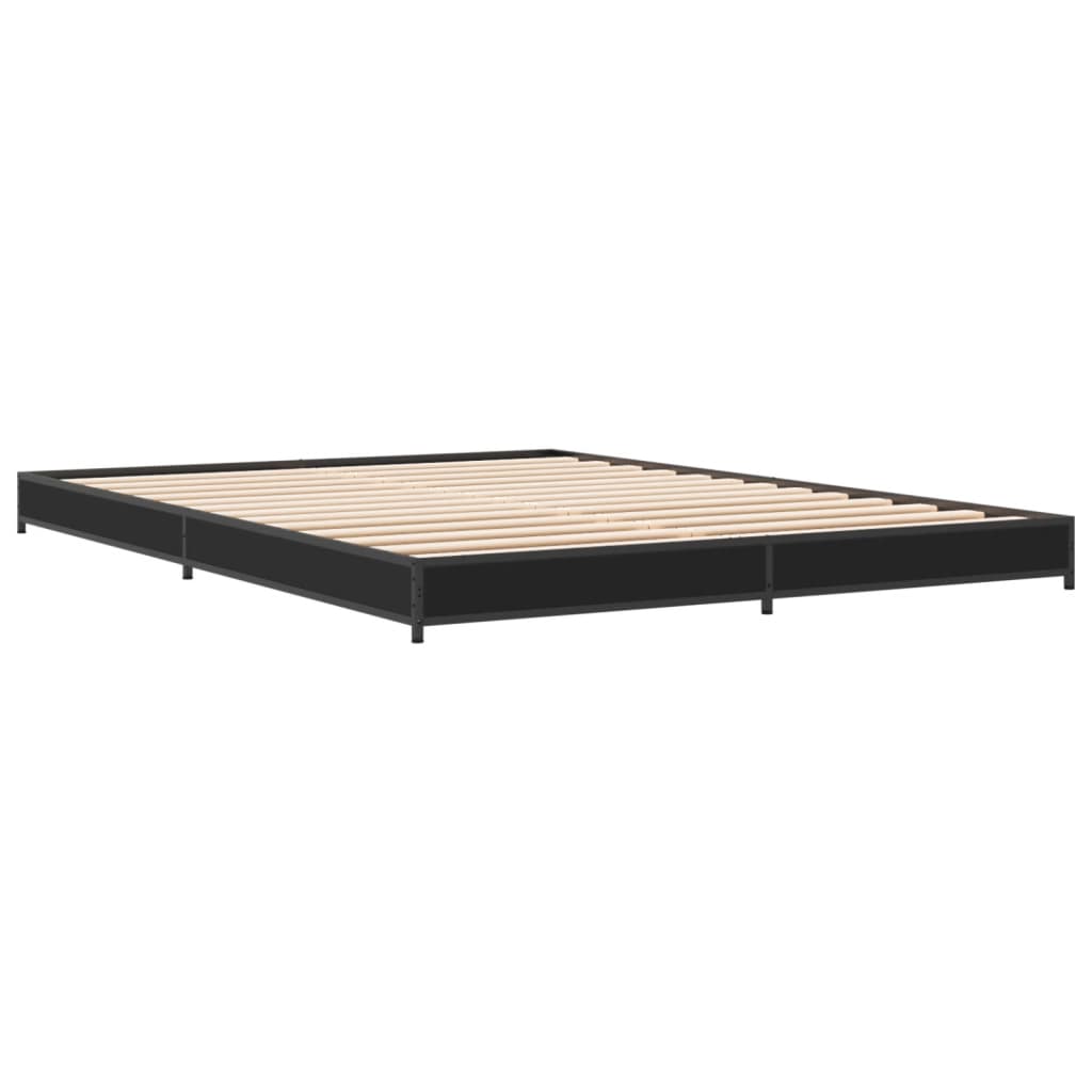Giroletto Nero 135x190 cm in Legno Multistrato e Metallo | homemem39