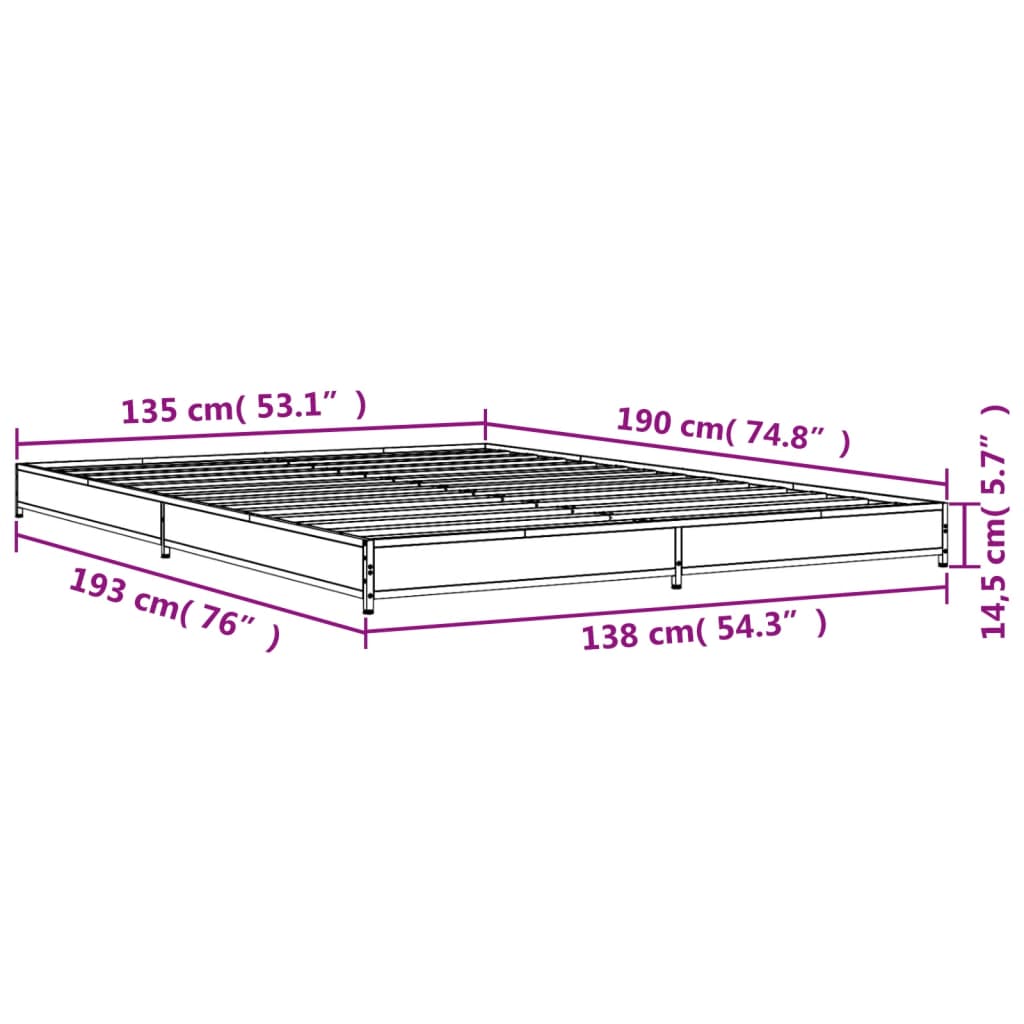 Giroletto Nero 135x190 cm in Legno Multistrato e Metallo | homemem39