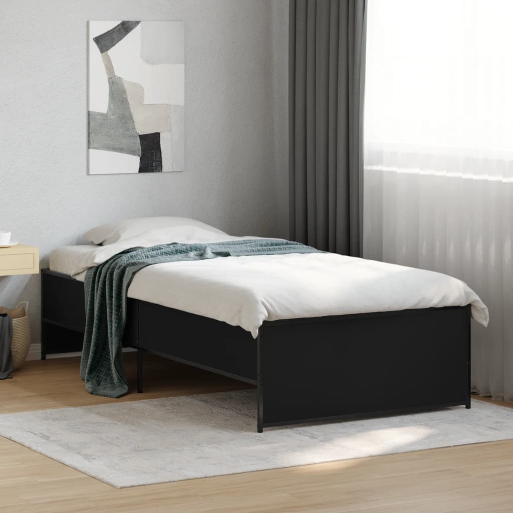 Giroletto Nero 100x200 cm in Legno Multistrato e Metallo | homemem39