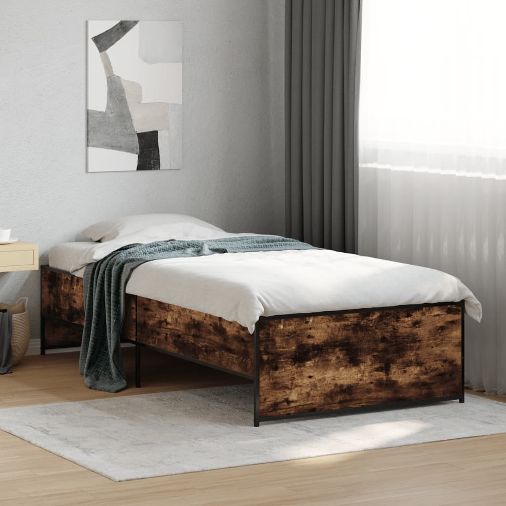 Giroletto Rovere Fumo 90x200 cm in Legno Multistrato e Metallo - homemem39