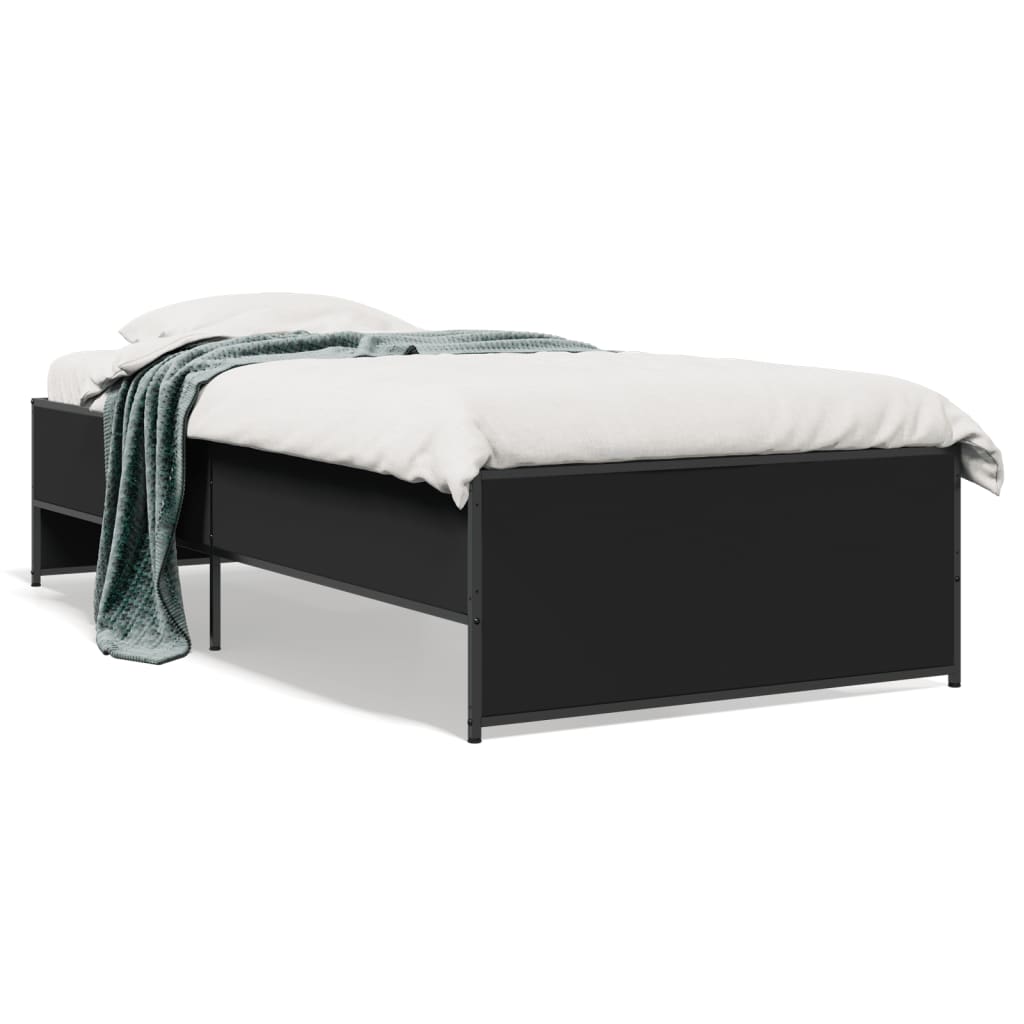 Giroletto Nero 90x190 cm in Legno Multistrato e Metallo | homemem39
