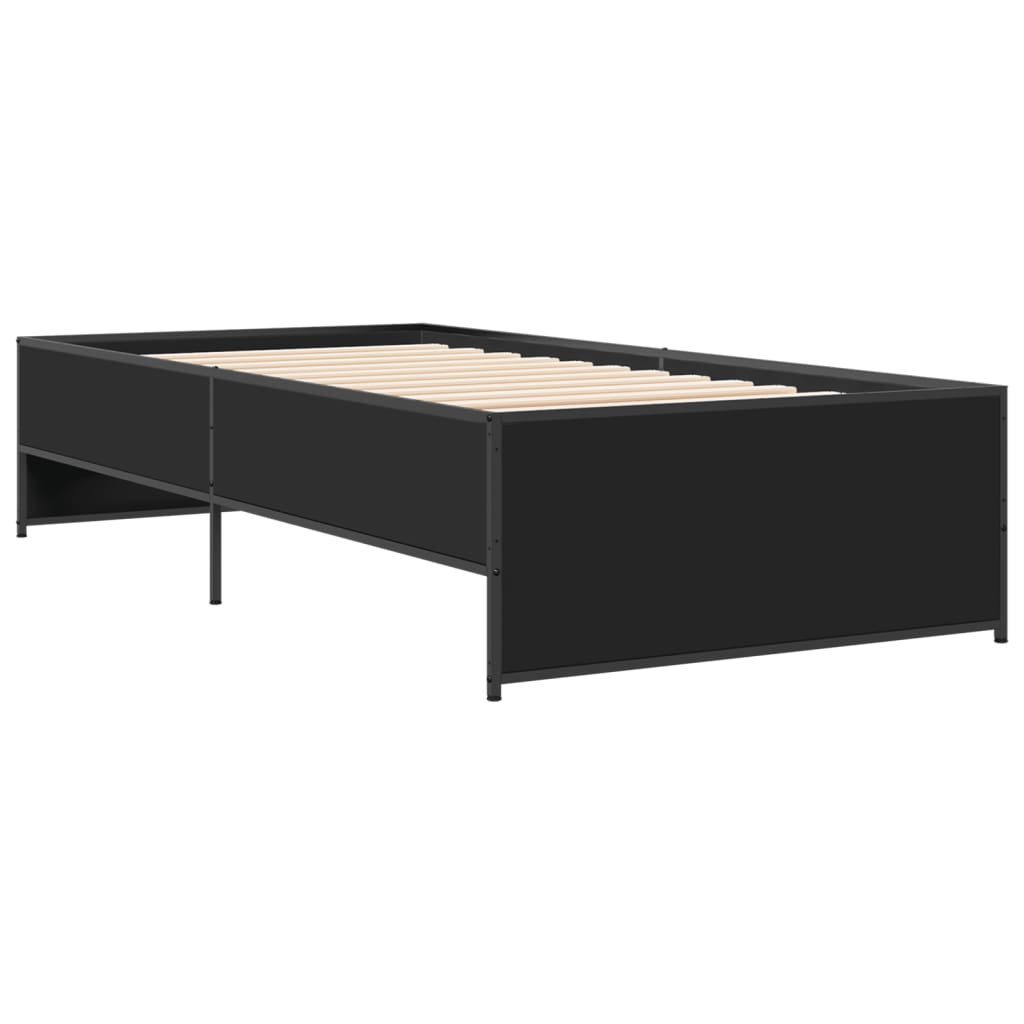 Giroletto Nero 90x190 cm in Legno Multistrato e Metallo - homemem39