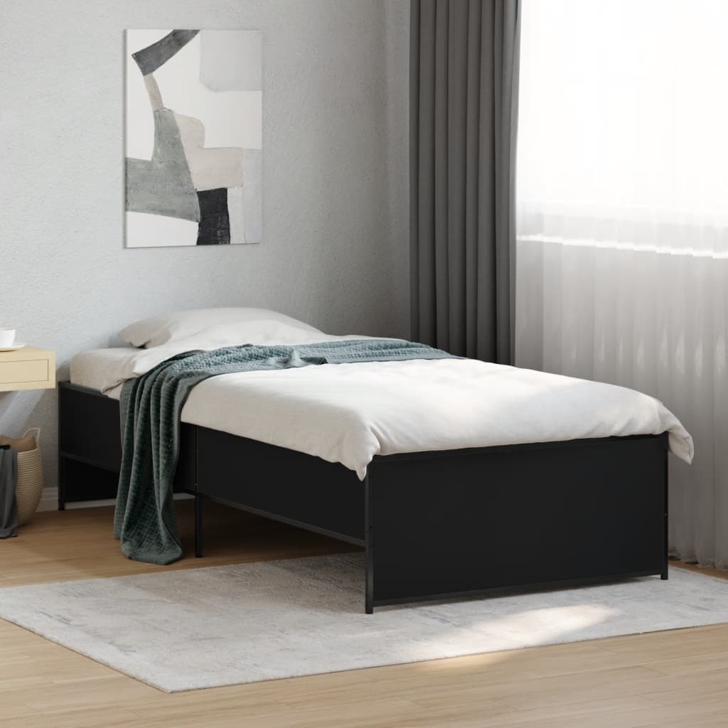 Giroletto Nero 90x190 cm in Legno Multistrato e Metallo | homemem39