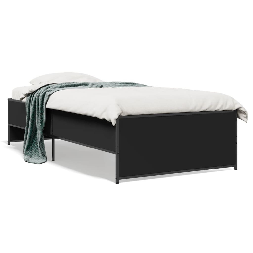 Giroletto Nero 75x190 cm in Legno Multistrato e Metallo | homemem39