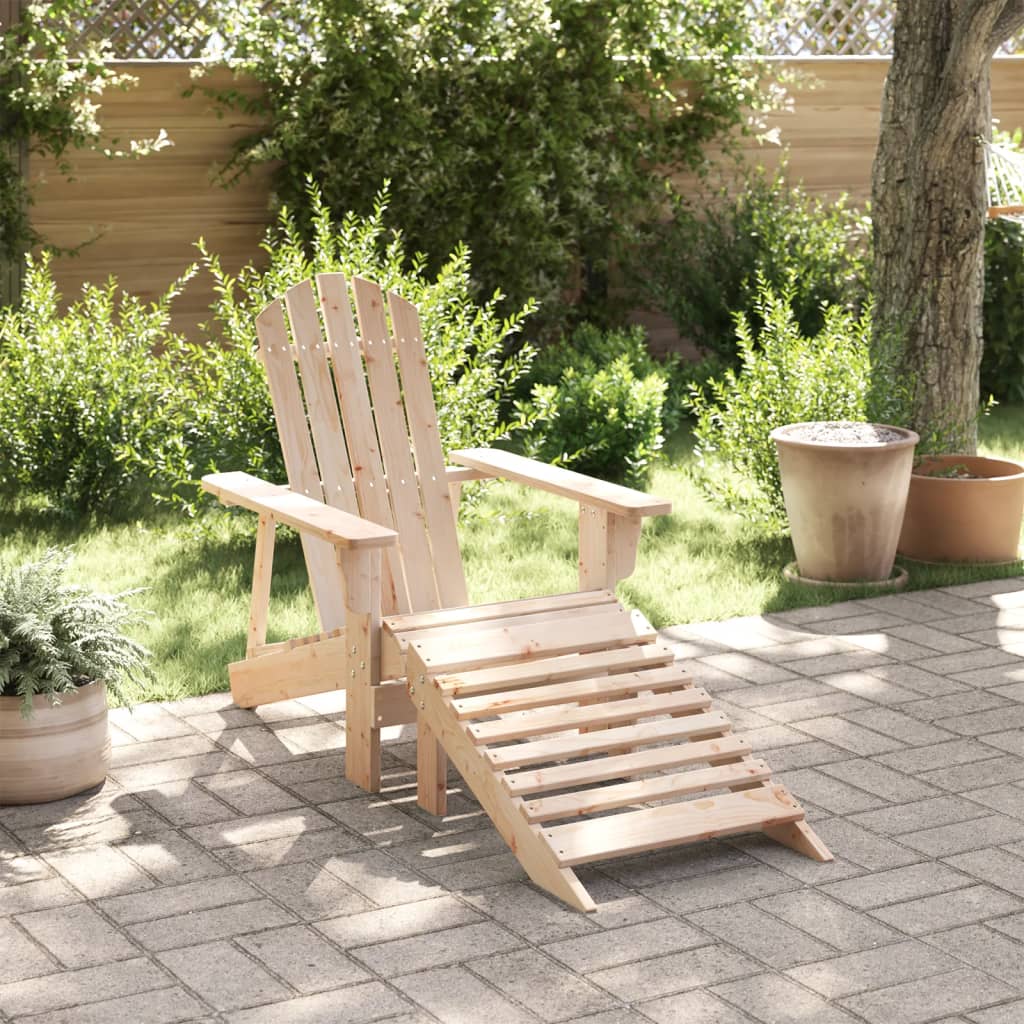 Sedia Adirondack con Ottomana in Legno Massello di Abete