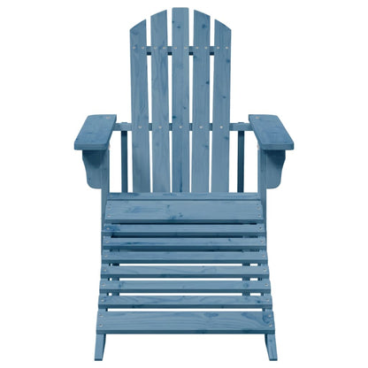 Sedia Adirondack con Ottomana Blu in Legno Massello di Abete