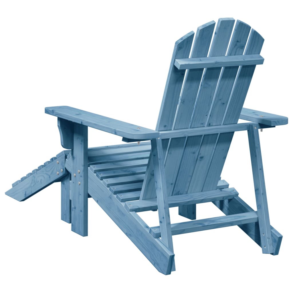 Sedia Adirondack con Ottomana Blu in Legno Massello di Abete