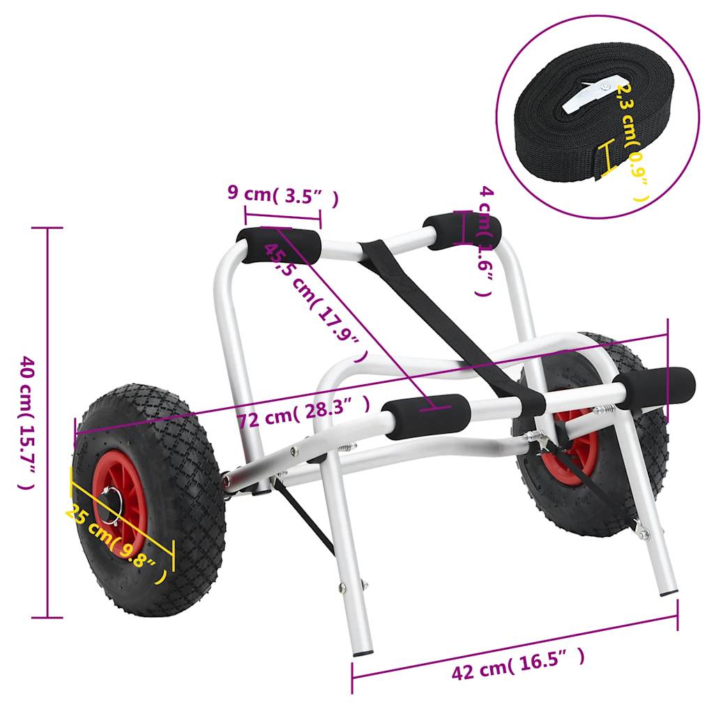 Zusammenklappbarer Kajakwagen 45 kg aus Aluminium