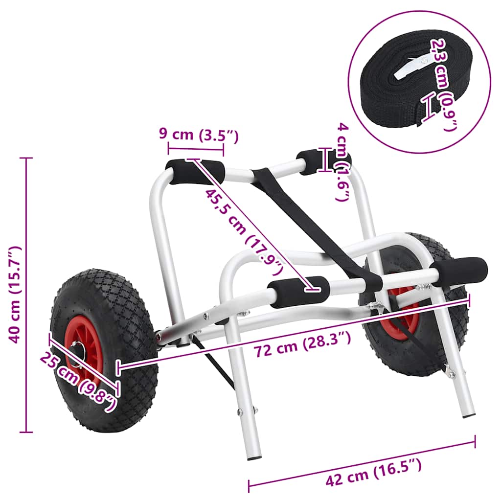 Carrello per Kayak Pieghevole 45 kg in Alluminio