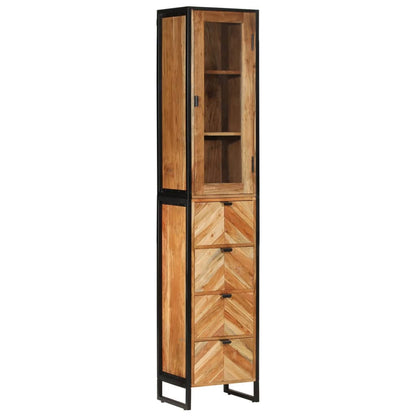 Set Mobili da Bagno 3 pz in Ferro e Legno Massello di Acacia
