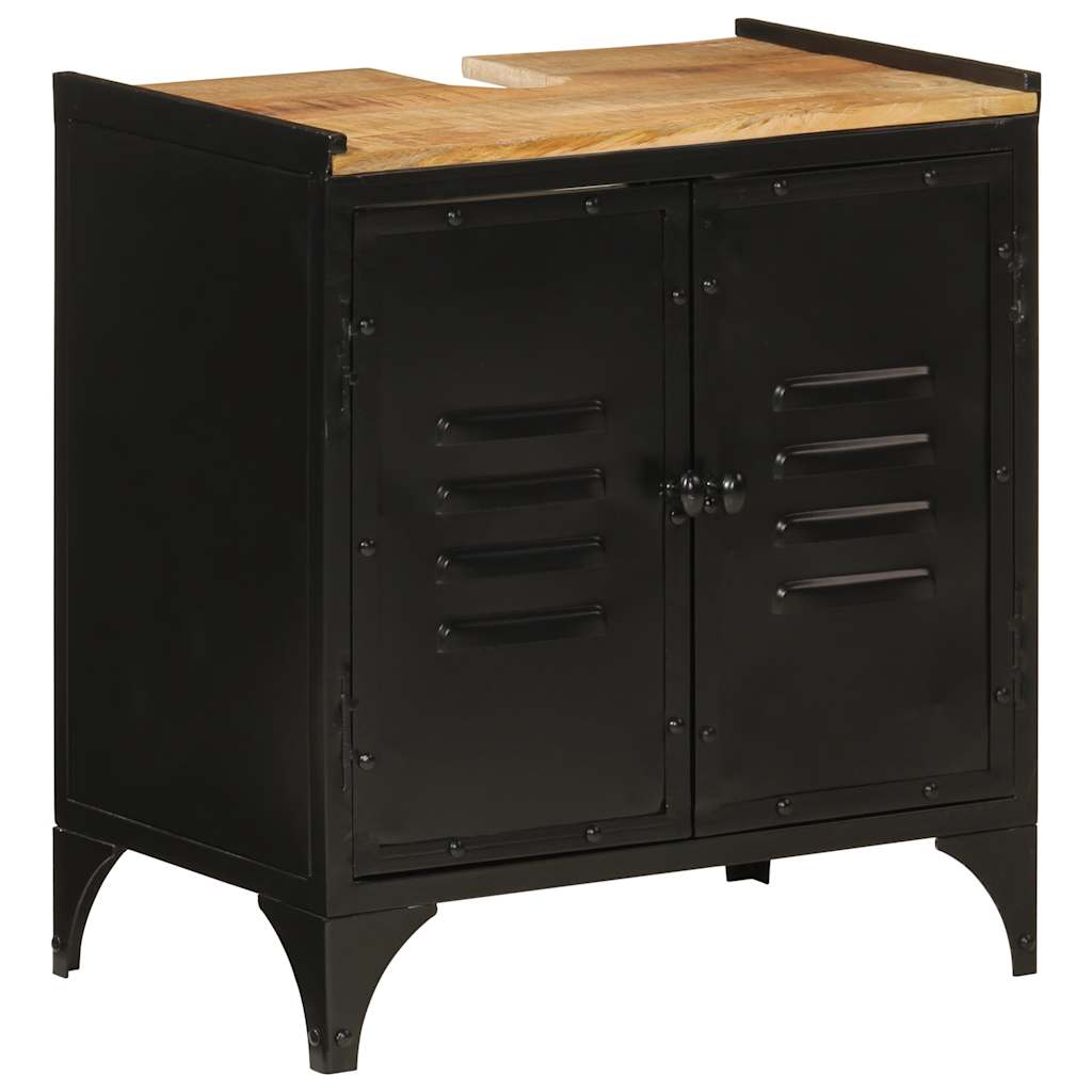 Set Mobili da Bagno 2pz in Ferro e Legno Massello di Mango | homemem39