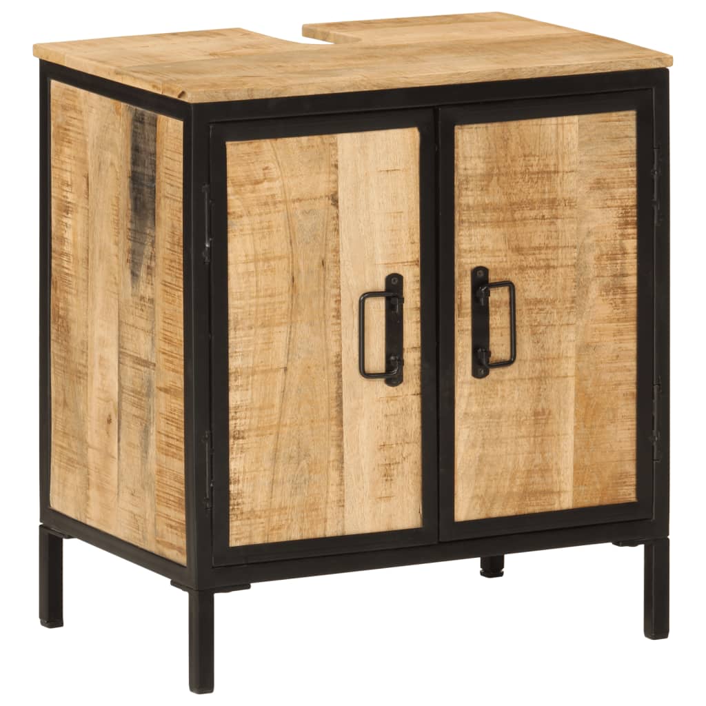 Set Mobili da Bagno 3 pz in Ferro e Legno Massello di Mango | homemem39