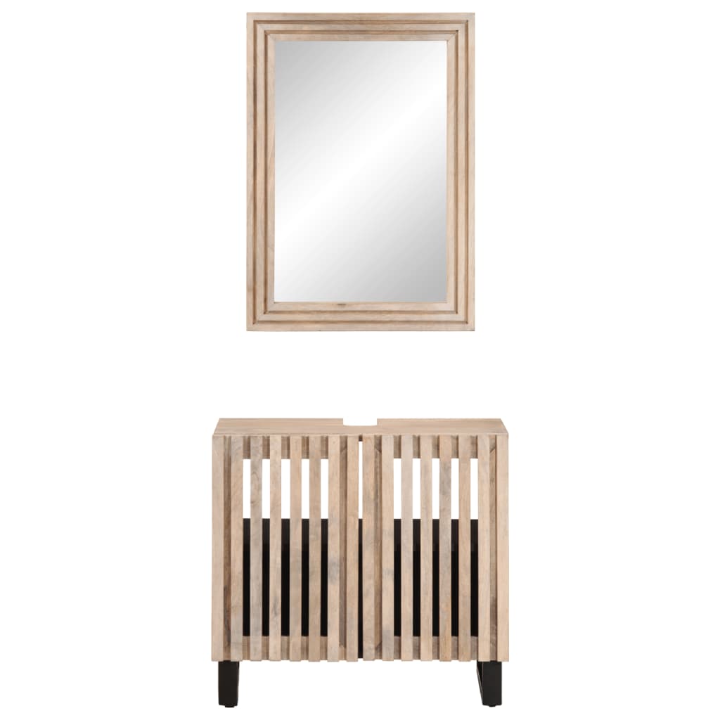 Set Mobili da Bagno 2pz in Legno Massello di Mango