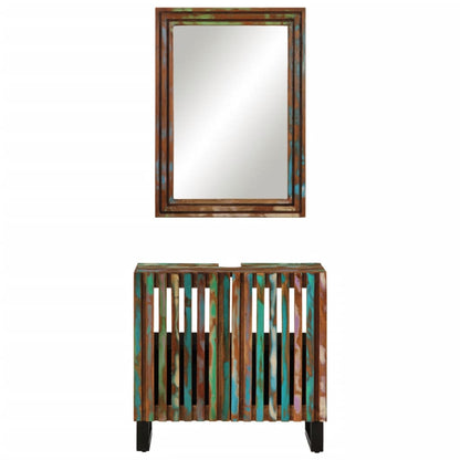 Set Mobili da Bagno 2pz in Legno Massello di Acacia