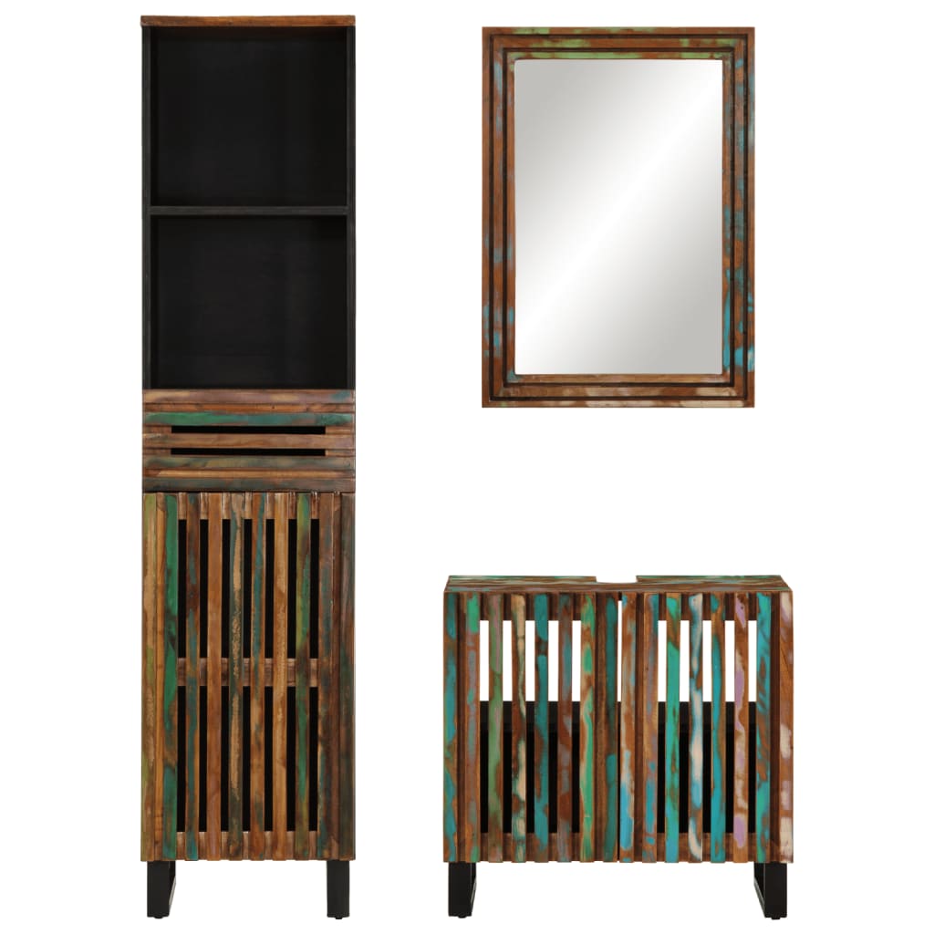 Set Mobili da Bagno 3pz in Legno Massello di Acacia