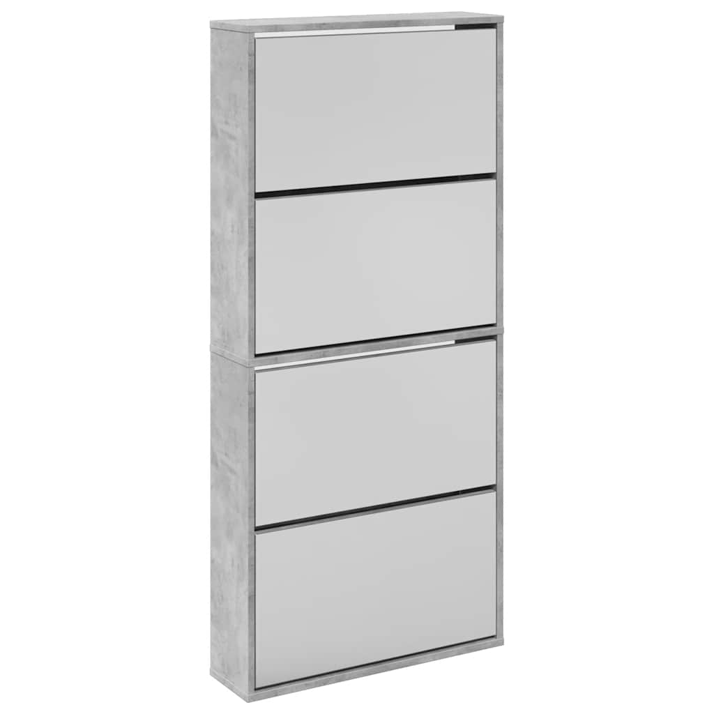 Scarpiera con Specchio a 4 Livelli Grigio Cemento 63x17x134 cm | homemem39