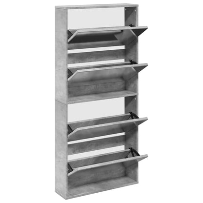 Scarpiera con Specchio a 4 Livelli Grigio Cemento 63x17x134 cm | homemem39