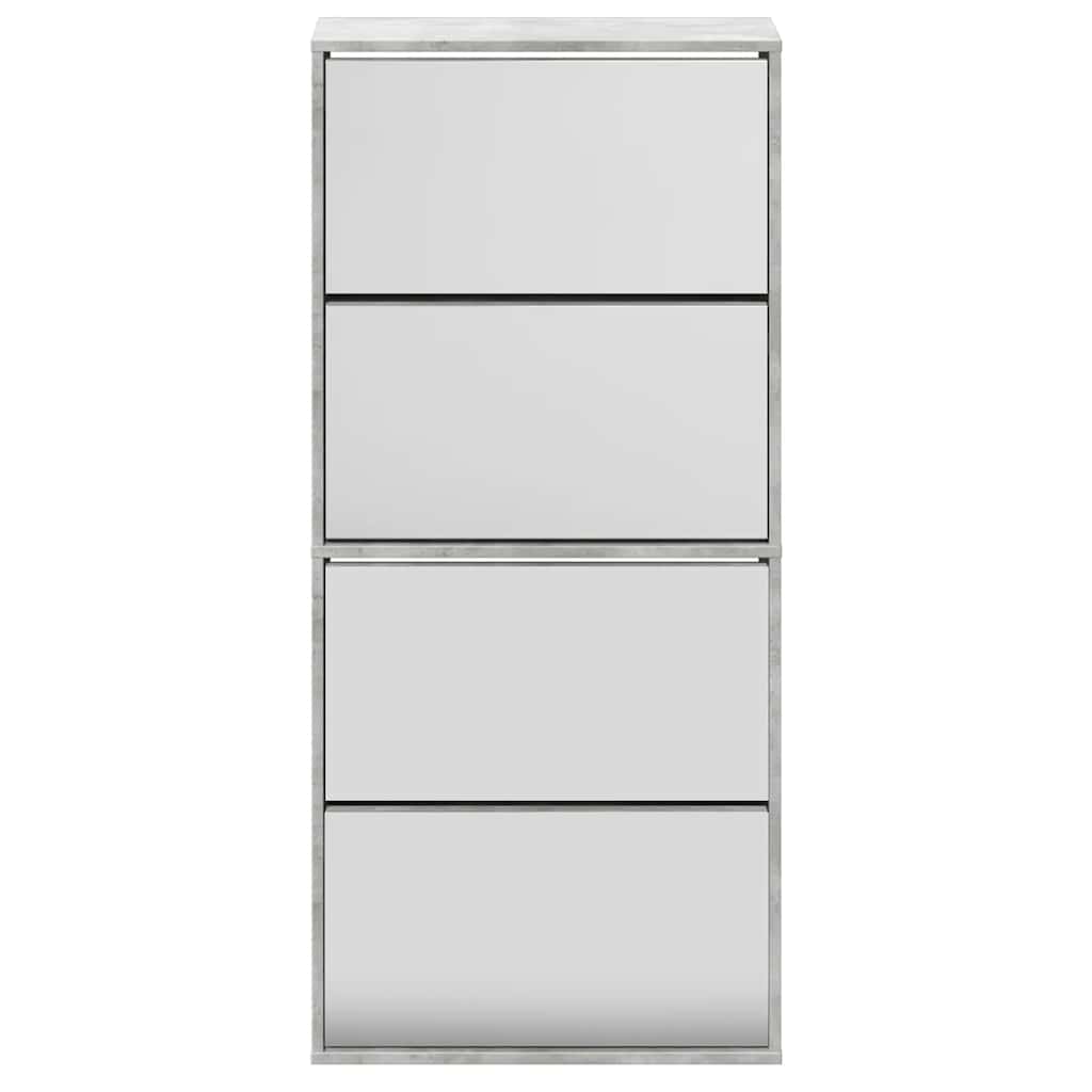 Scarpiera con Specchio a 4 Livelli Grigio Cemento 63x17x134 cm | homemem39