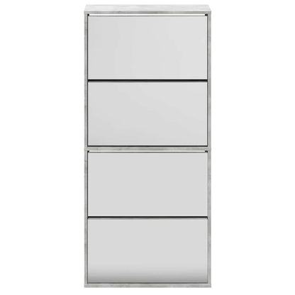 Scarpiera con Specchio a 4 Livelli Grigio Cemento 63x17x134 cm | homemem39