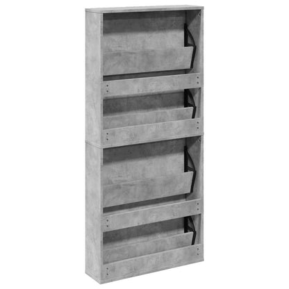 Scarpiera con Specchio a 4 Livelli Grigio Cemento 63x17x134 cm | homemem39
