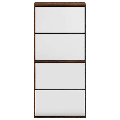 Scarpiera con Specchio a 4 Livelli Rovere Marrone 63x17x134 cm