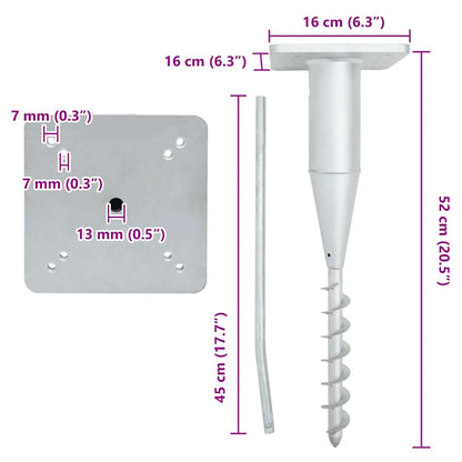Base per Ombrellone Interrata con Asta 16x16x52 cm in Acciaio | homemem39