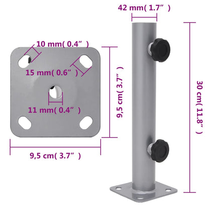 Base per Ombrellone per Palo da Ø32/34/38 mm Argento in Acciaio | homemem39