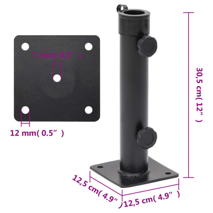 Base per Ombrellone per Palo da Ø38/48 mm Nero Opaco in Acciaio | homemem39