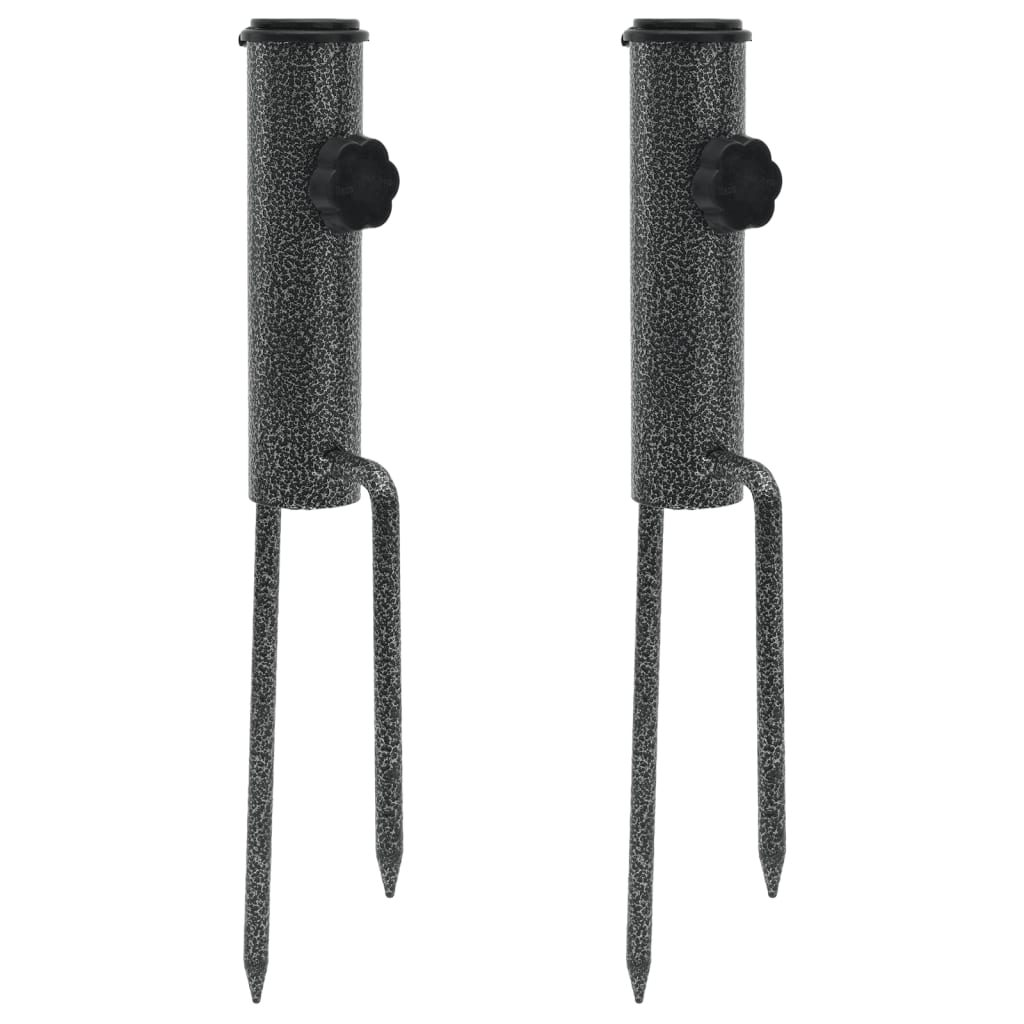 Umbrella Supports with Pegs 2pcs 9x35cm Galvanized Steel