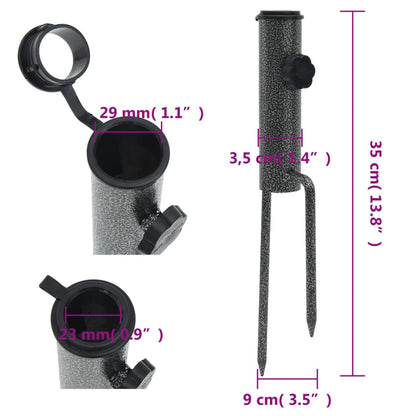 Supporti Ombrellone con Picchetti 2pz Acciaio Zincato