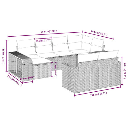 Set Divano Giardino 10 pz con Cuscini Grigio Chiaro Polyrattan | homemem39