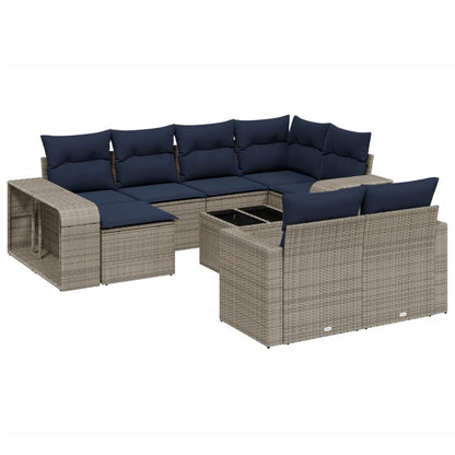 Set Divani da Giardino 11 pz con Cuscini Grigio in Polyrattan | homemem39